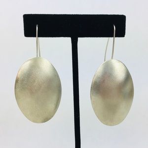 One-of-a-Kind Artisan Brushed Sterling Oval Pillow Earrings